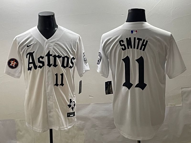 Men 2025 Houston Astros #11 Smith White Five generations Joint Name Nike MLB Jersey style 40